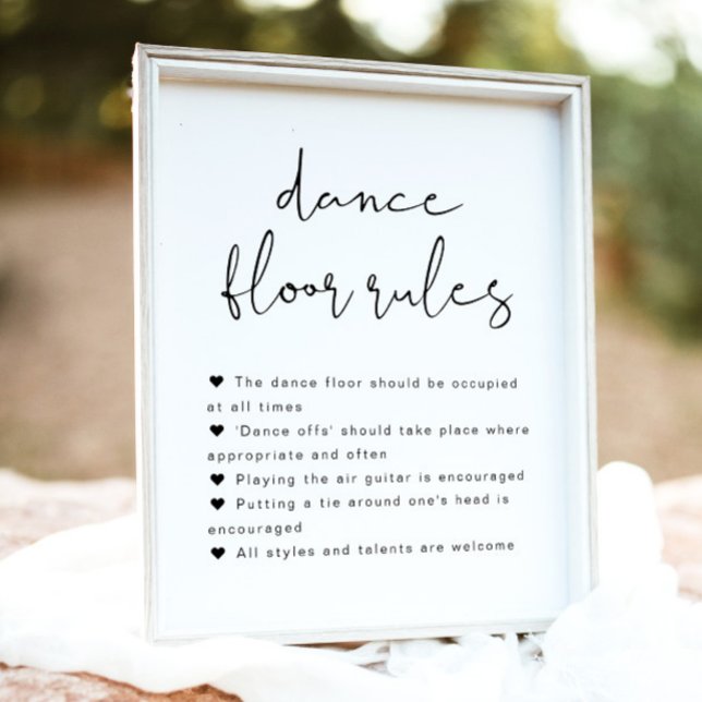 Affiche Panneau de règles de piste de danse de mariage min (Créateur téléchargé)