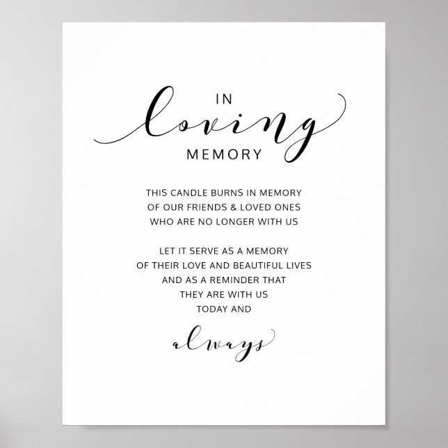 Affiche Panneau de Remembrance de Mariage en Mémoire Écrit (Devant)