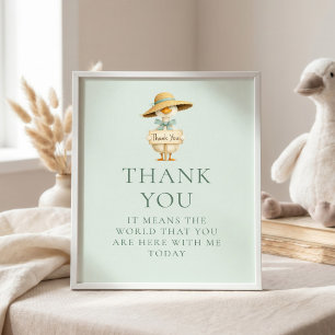 Affiche Panneau de remerciement de baby shower Silly Goose