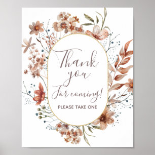 Affiche Panneau de remerciement Fleurs sauvages d'automne 