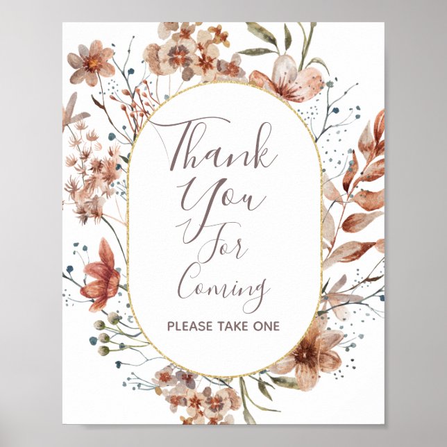 Affiche Panneau de remerciement Fleurs sauvages d'automne (Devant)