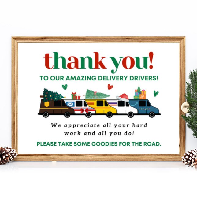 Affiche Panneau de remerciement pour chauffeur de livraiso (Printable Instant Download or Shipped To Your Home)