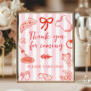 Affiche Panneau de remerciement pour la baby shower rouge 
