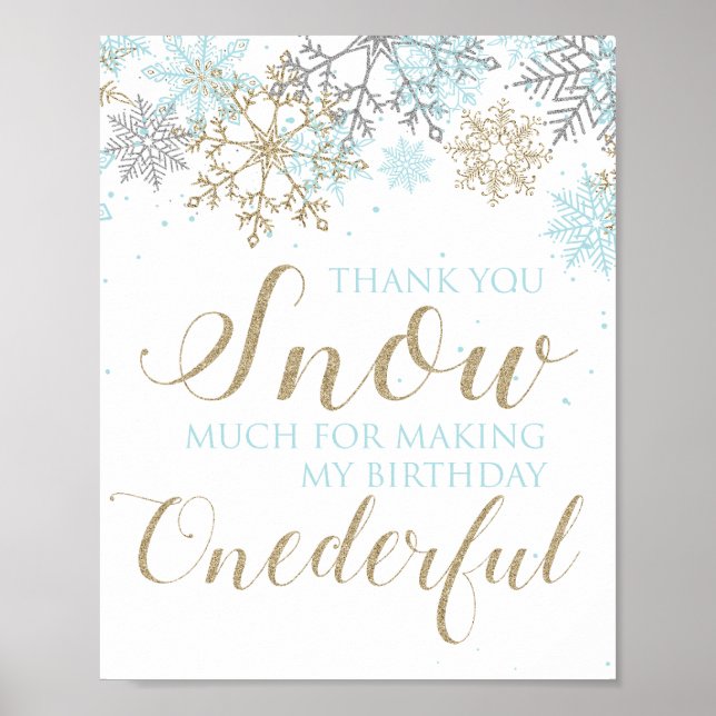 Affiche Panneau de remerciement Winter Onederland bleu (Devant)