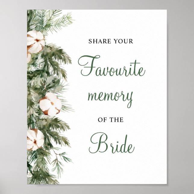 Affiche Panneau de Remise de Cadeaux de Mariage 'Pine Wint (Devant)