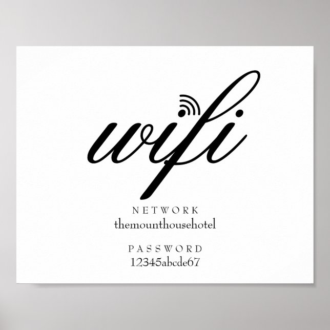 Affiche Panneau de réseau Wifi et mot de passe (Devant)