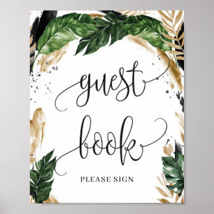 Affiche Panneau de réservation d'invité des fleurs tropica