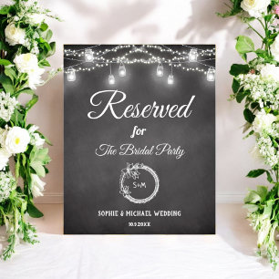 Affiche Panneau de réservation mariage noir et blanc