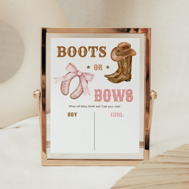Affiche Panneau de Révélation du Sexe Bottes et Rubans de  (Boots and Bows Gender Reveal He or She Sign)