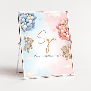 Affiche Panneau de Révélation du Sexe du Bébé Ours à Ballo