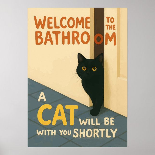 Affiche Panneau de salle de bain Chat Gras – Salle de bain (Devant)