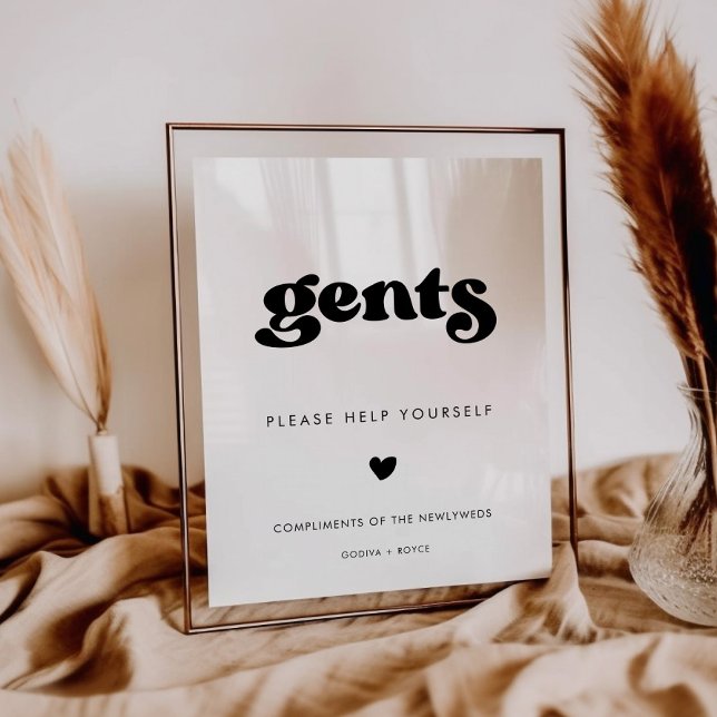 Affiche Panneau de salle de bain élégant Retro noir & blan (Créateur téléchargé)