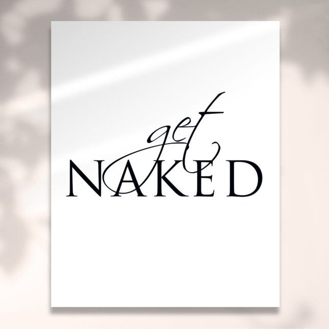 Affiche Panneau de salle de bain Typographique noir et bla (Typographic Black and White Fun Bathroom Sign)