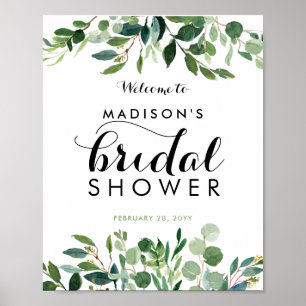 Affiche Panneau de salutation de mariage avec feuillage de