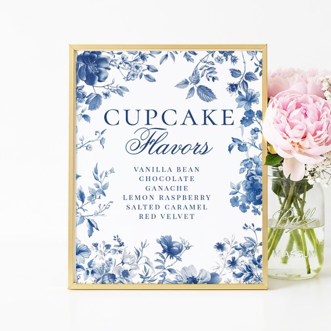 Affiche Panneau de saveur de cupcake élégant bleu Toile de (Créateur téléchargé)