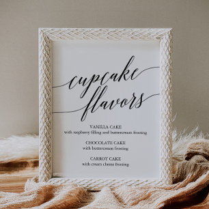 Affiche Panneau de saveurs de cupcake à calligraphie noire