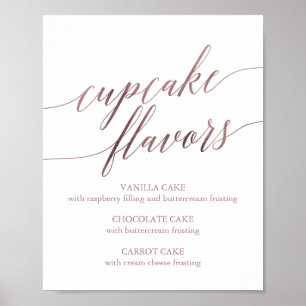 Affiche Panneau de saveurs de cupcake en calligraphie or r