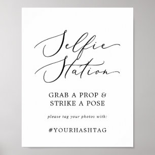 Affiche Panneau de selfie délicat noir avec hashtag pour m