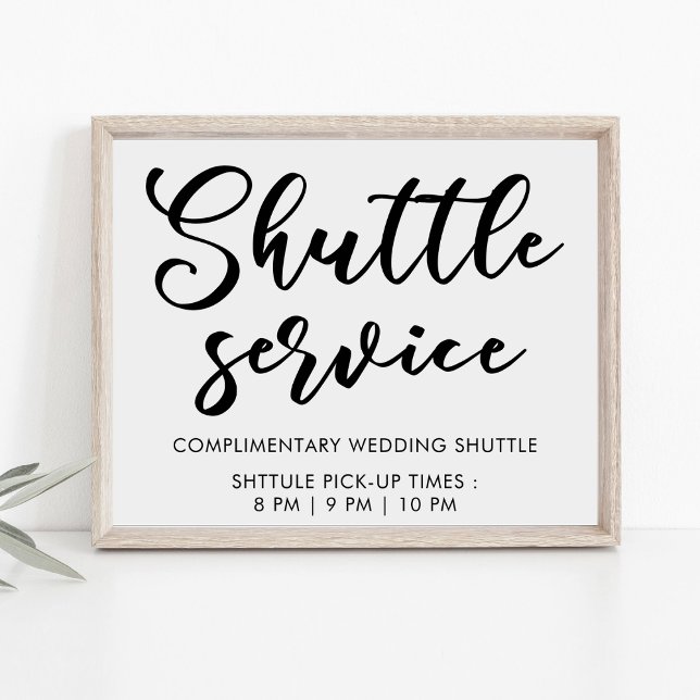 Affiche Panneau de service de navette de mariage à écritur (Créateur téléchargé)