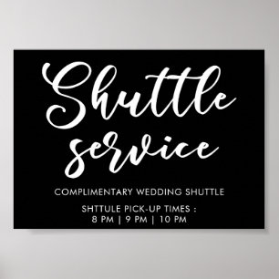 Affiche Panneau de service de navette de mariage à écritur