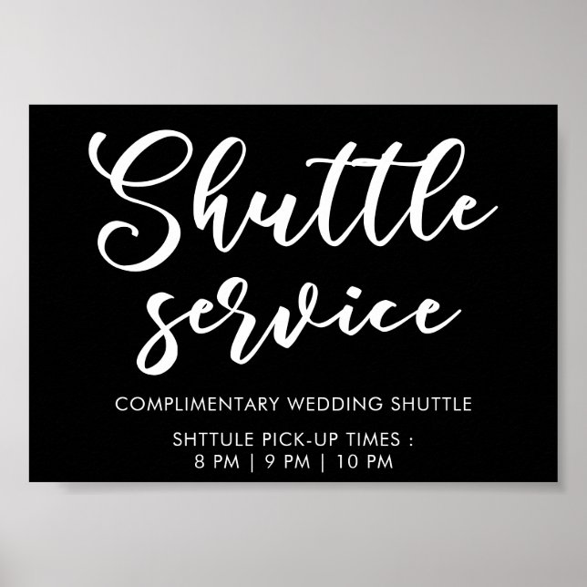 Affiche Panneau de service de navette de mariage à écritur (Devant)