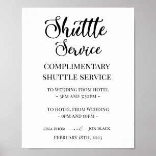 Affiche Panneau de service de navette de mariage élégant m