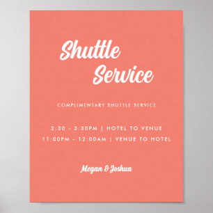 Affiche Panneau de service de navette de mariage minimal c