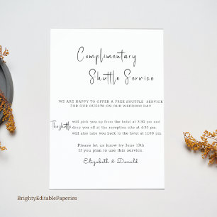 Affiche Panneau de service de navette Mariage gratuit