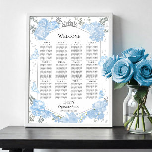 Affiche Panneau de siège Quinceanera Papillons bleus