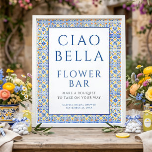 Affiche Panneau de signalisation de bar à fleurs Ciao Bell