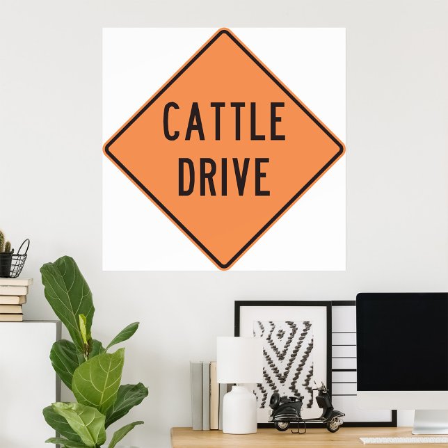 Affiche Panneau de signalisation de conduite de bétail (Créateur téléchargé)