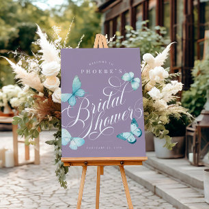 Affiche Panneau de signalisation de mariage élégant papill