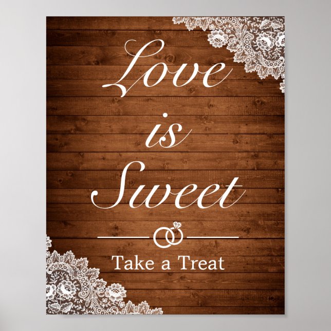 Affiche Panneau de signalisation de mariage en bois rustiq (Devant)