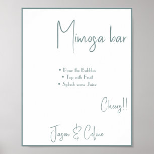 Affiche Panneau de signalisation de mariage Mimosa Bar