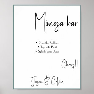 Affiche Panneau de signalisation de mariage Mimosa Bar
