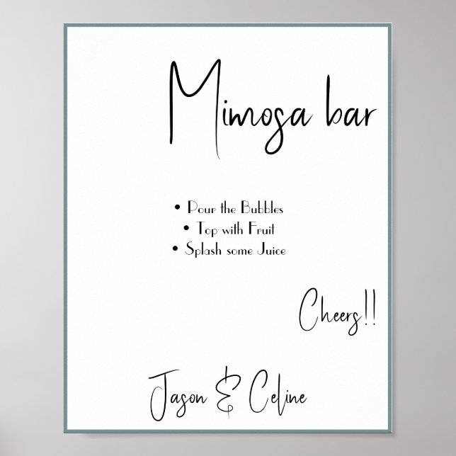 Affiche Panneau de signalisation de mariage Mimosa Bar (Devant)