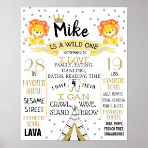 Affiche Panneau de signalisation Lions Wild One Birthday P
