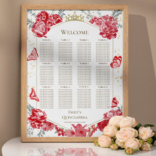 Affiche Panneau de signalisation Quinceanera Red Seating C