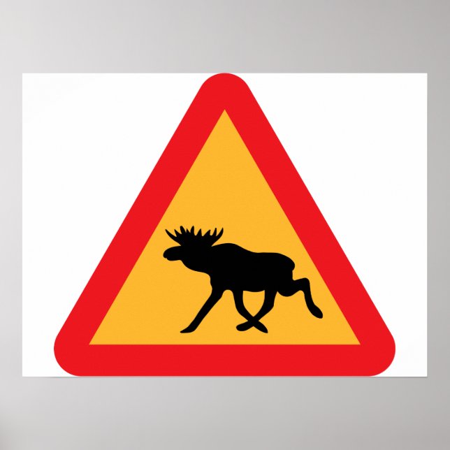 Affiche Panneau de signalisation suédois d'avertissement d (Devant)