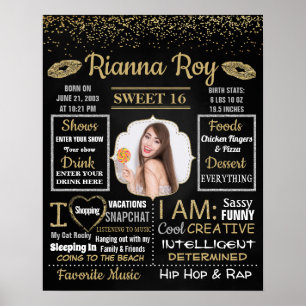 Affiche Panneau de signalisation Sweet 16 Anniversaire de