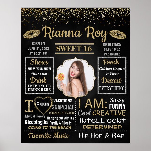 Affiche Panneau de signalisation Sweet 16 Anniversaire de  (Devant)