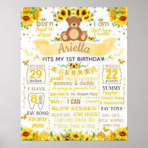 Affiche Panneau de signalisation Teddy Bear Sun Flower Ann