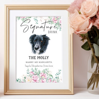 Affiche Panneau de signature de chien Collie Bordure
