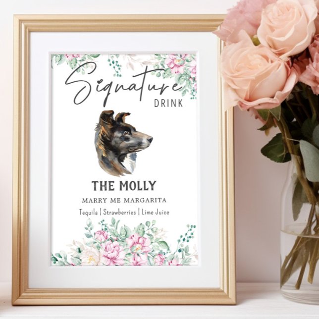 Affiche Panneau de signature de chien Collie Bordure (Créateur téléchargé)