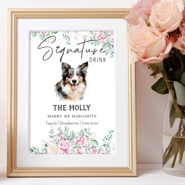 Affiche Panneau de signature de chien Collie Bordure (Créateur téléchargé)