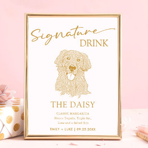 Affiche Panneau de signature Mariage de chien Golden Retri