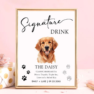Affiche Panneau de signature Mariage de chien Golden Retri