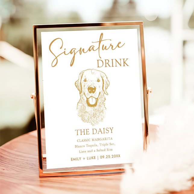 Affiche Panneau de signature Mariage de chien Golden Retri (Créateur téléchargé)