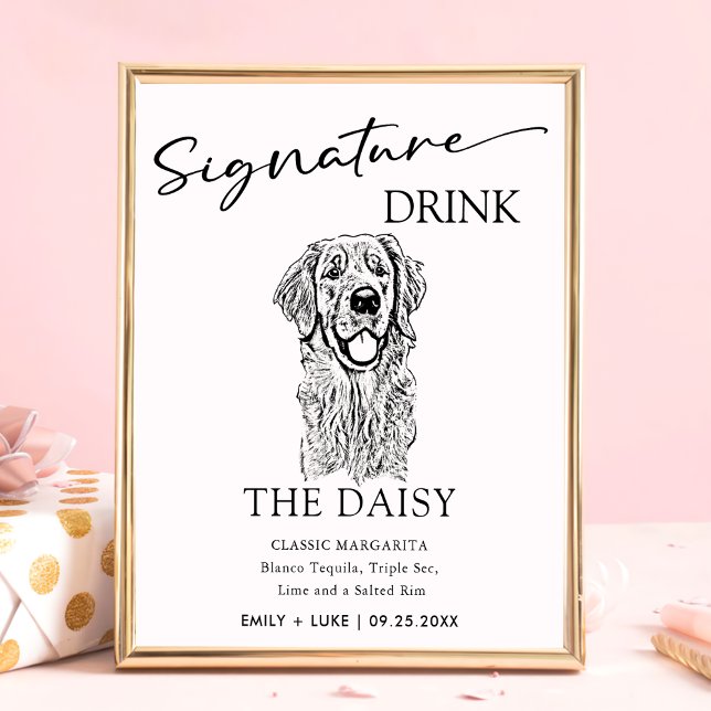Affiche Panneau de signature Mariage de chien Golden Retri (Créateur téléchargé)