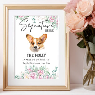 Affiche Panneau de signature Mariage du chiot gallois Corg